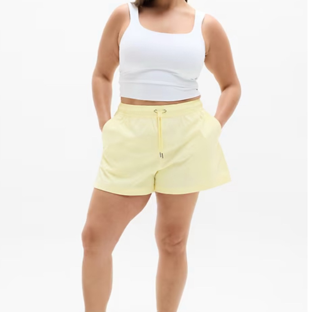 Athleta Yellow Athletic Shorts Lightweight Elastic Waist - Picture 4 of 5